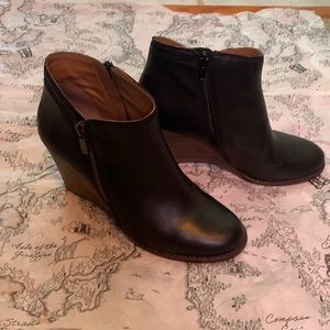 Lucky Brand soft leather wedge booties